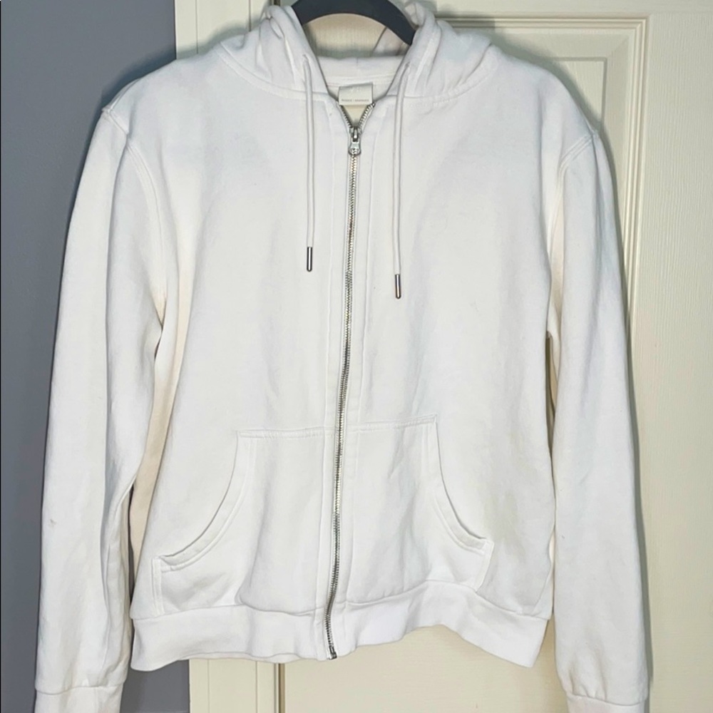 White hoodie zip-up H&M medium